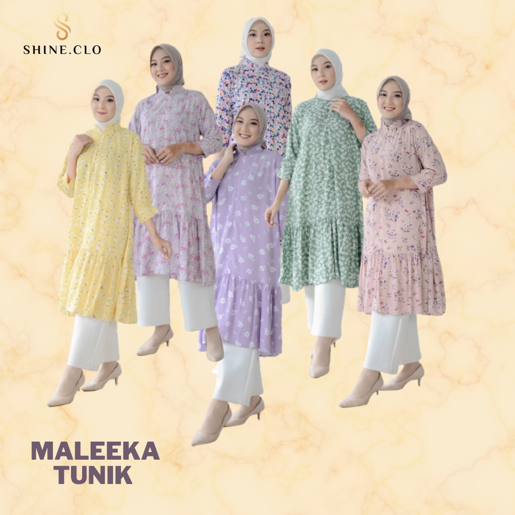 Shine.Clo - Maleeka Tunic / Tunik Lengan Panjang Bahan Katun Rayon Premium Busui Friendly / Baju Ata
