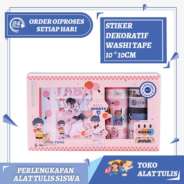 

Washi Tape 10 * 10cm Stiker Stiker Dekoratif Set Perlengkapan Alat Tulis Siswa Sekolah Kotak Stiker Karakter Kartun Lucu Memo Pad