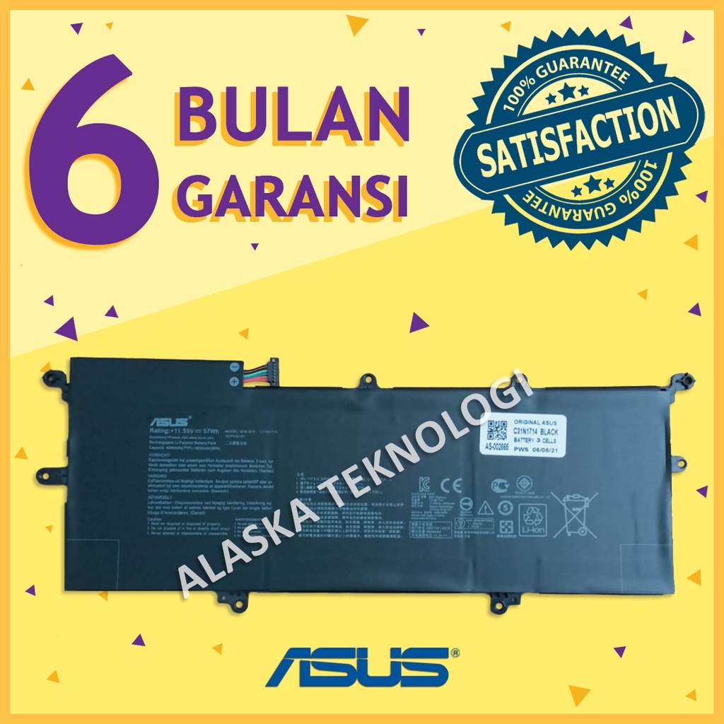 Original Baterai Batre Batrei Batrai Battery Laptop Notebook Asus ZenBook Flip UX461FN-E1068T UX461U