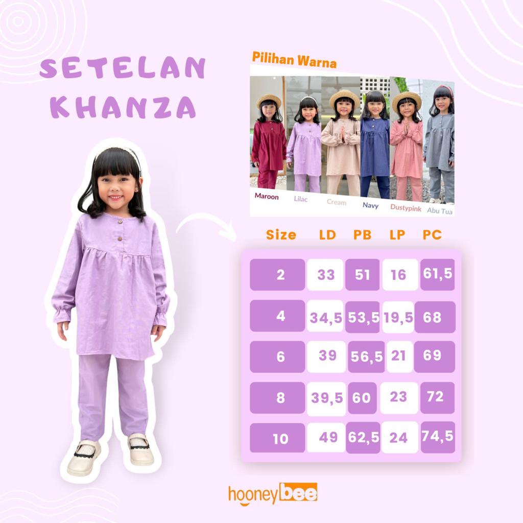 PROMO 7.7 Smilee Setelan Khanza 2-10 Tahun Setelan Linen Panjang Raya Anak Perempuan / Tunik Set Lebaran / Honeybee Pakaian Muslim Anak baju lebaran anak