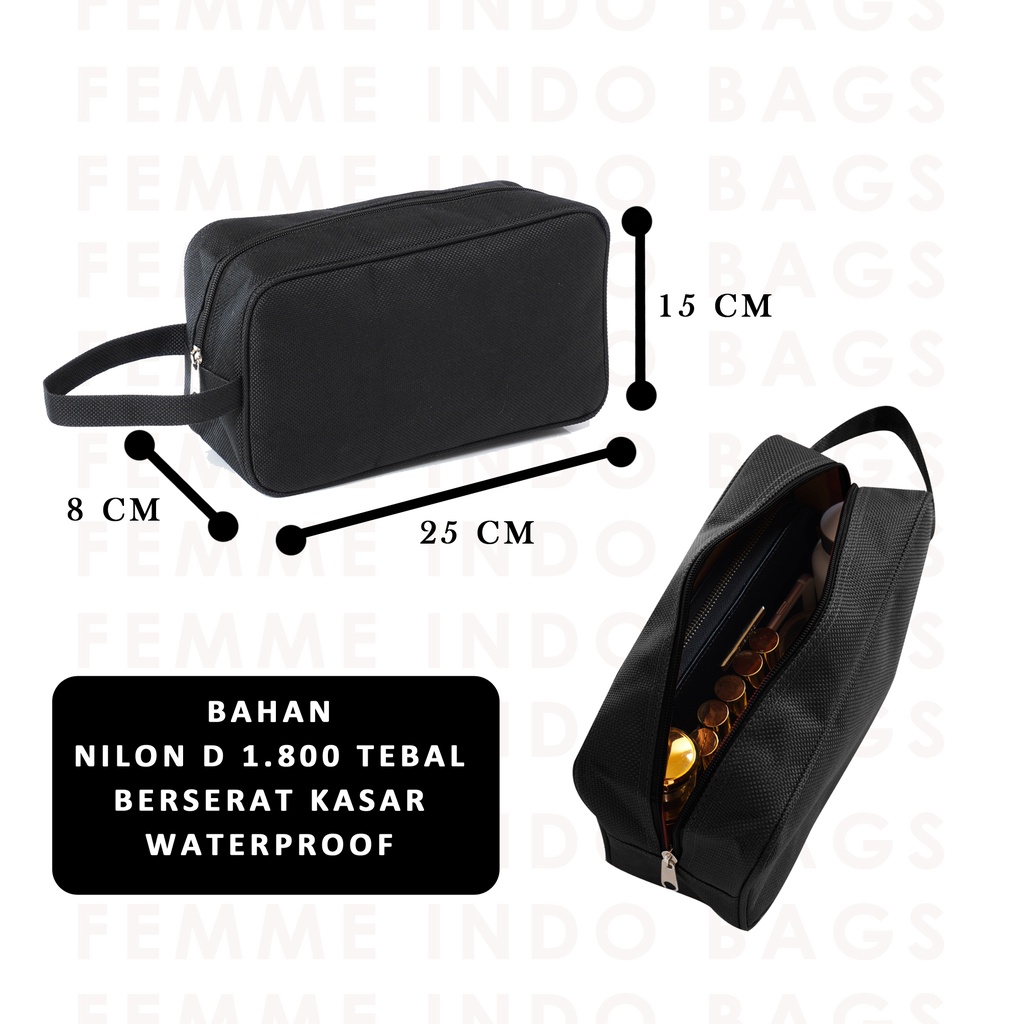 Pouch kosmetik jumbo polos waterproof tas make up besar anti air travel organizer tempat makeup murah