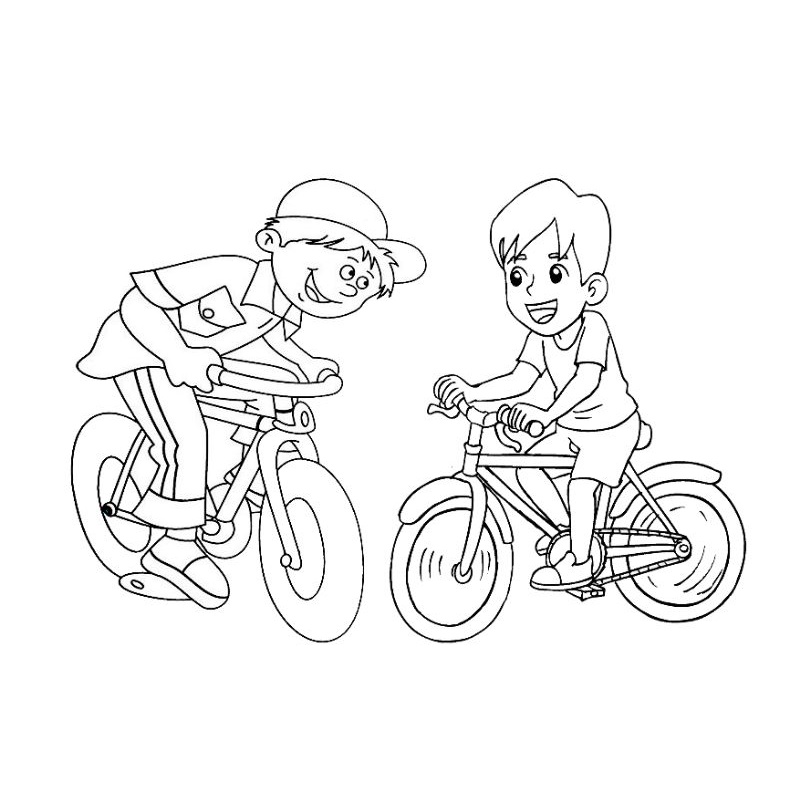 

Buku / lembar kertas mewarnai gambar naik sepeda