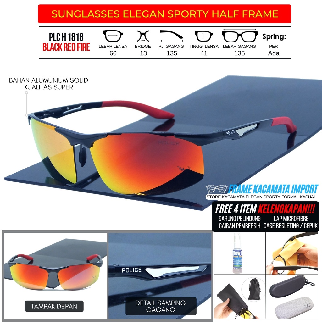 Sungglasses Kacamata Polarized Half Frame Metal Sporty