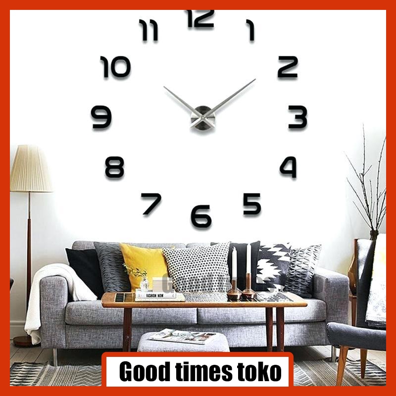 Giant Clock - Jam Dinding 3 Dimensi - Jam DIY-Jam Dinding 3D DIY Angka Latin Minimalis - Jam Dinding