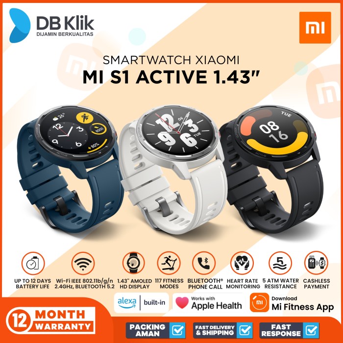 Smartwatch Xiaomi Mi S1 Active Ap Layar Amoled 1.43" - Mi S1 Active