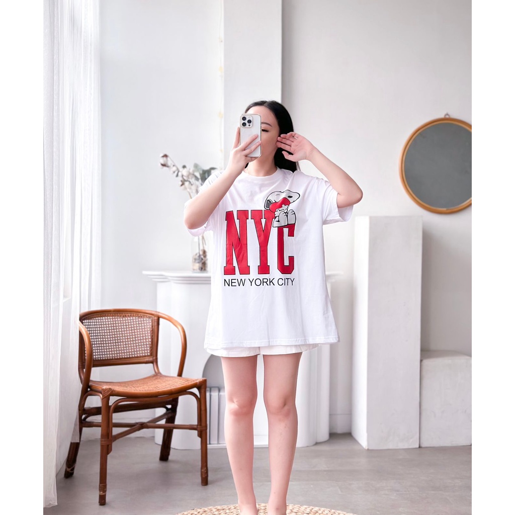 INFINITEE Kaos Oversized Ukuran Jumbo Wanita Lengan Pendek Bahan Katun 120