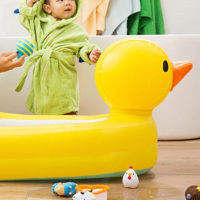 ○ Munchkin White Hot Inflatable Safety Duck Tub / Bak Mandi Munchkin / Kolam Bayi Munchkin ←