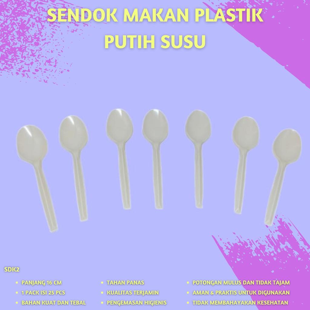 Sendok Makan Sendok Plastik Warna Putih Susu (Isi 25 Pcs-SDK2)