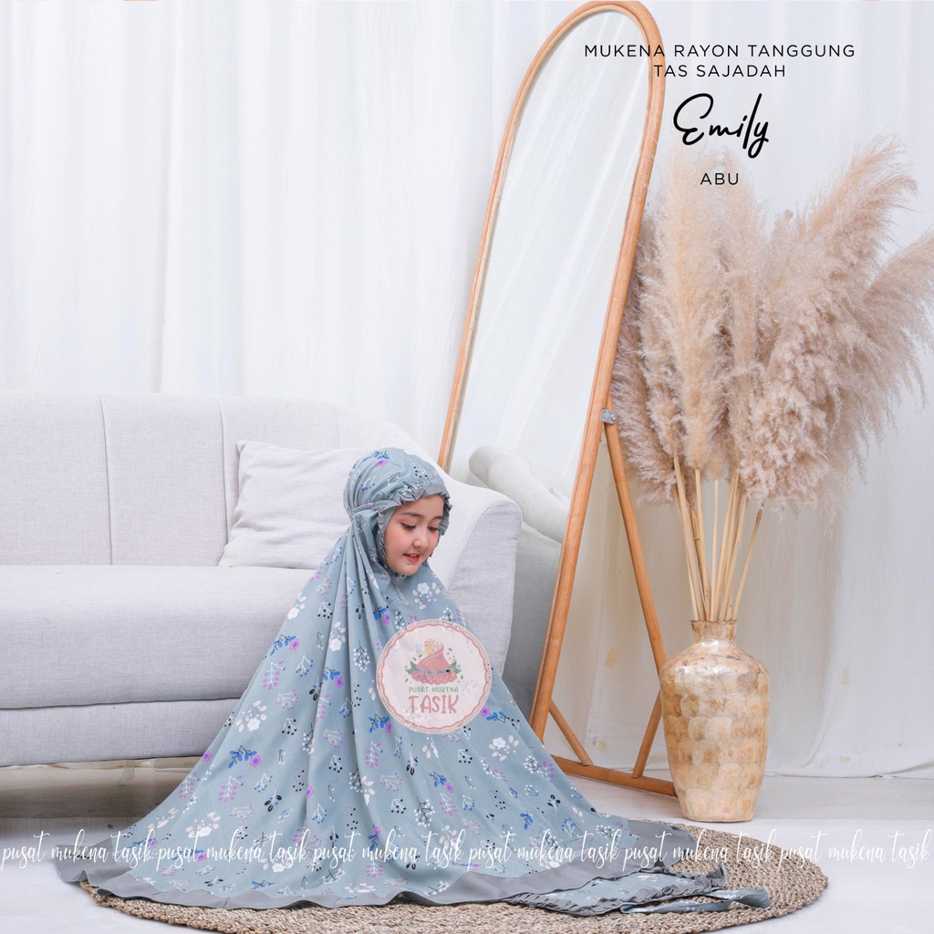 PUSAT MUKENA TASIK - MUKENA ANAK RAYON TANGGUNG MOTIF EMILY (TAS SAJADAH)