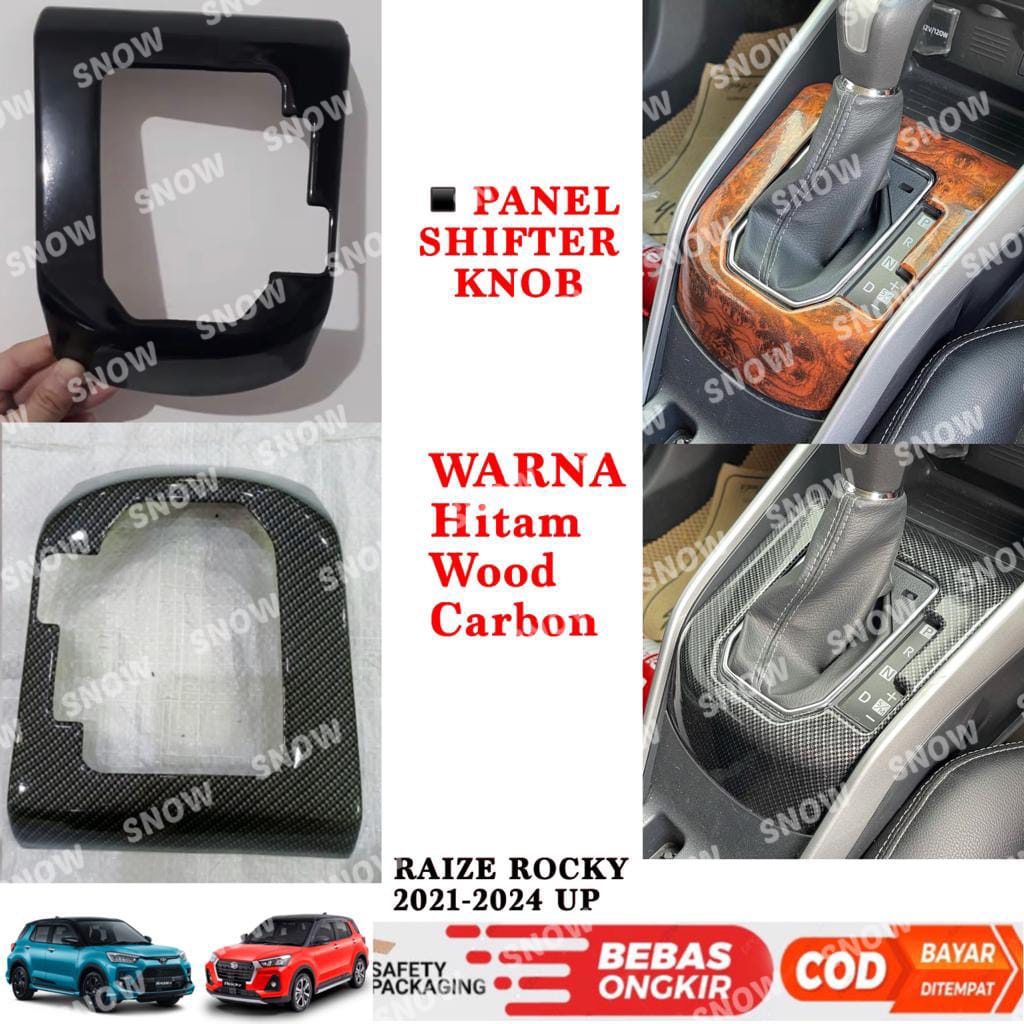 Panel Shifter Knob Raize Rocky Hitam Wood Carbon