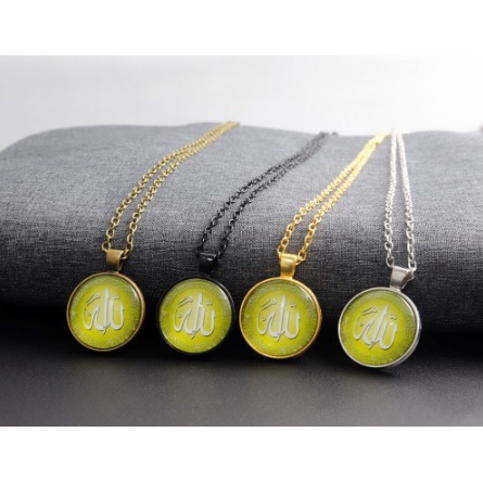 Kalung Rantai Set Liontin Giok Lafadz Allah Stainless Pria Wanita Aksesoris Fashion