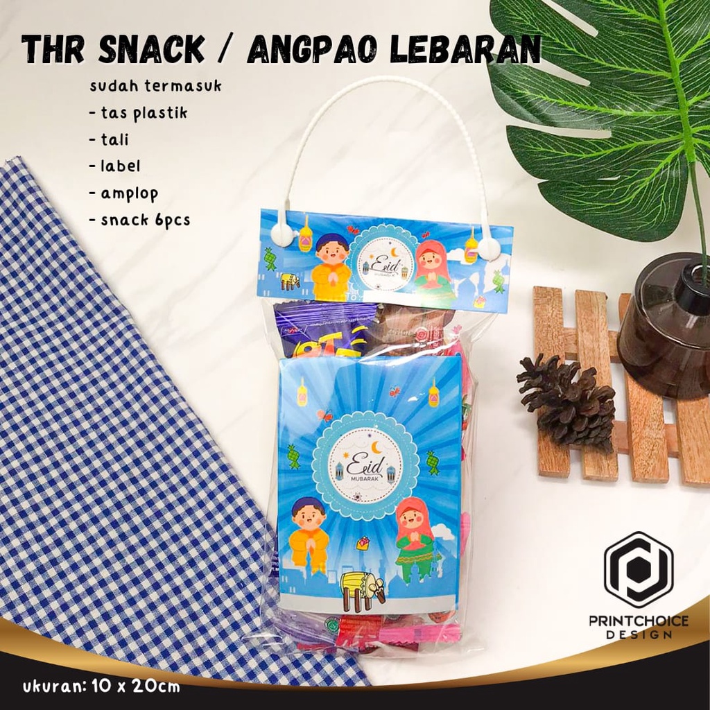 Ukuran 10x20cm Angpao Lebaran / Plastik Snack Lebaran + Isi Snack