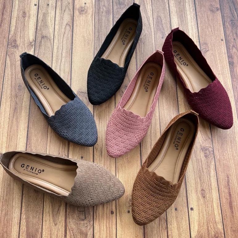 LANGSUNG ATC Sepatu flat Wanita Rajut Impor Genio