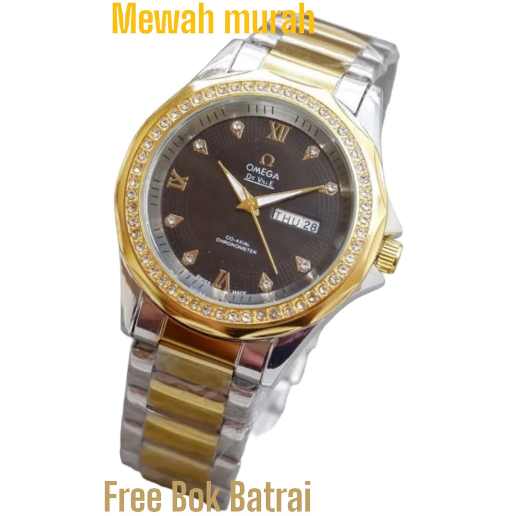 HARGA PROMO TERMURAH / Jam Tangan Pria Terlaris Tanggal Hari Aktif//Jam Tangan Cowok Mewah Case Permata /Arloji Pria Stainless Steel Terviral