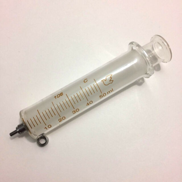 50cc / 50ml Syringe Glass Metal Luer Lock Head