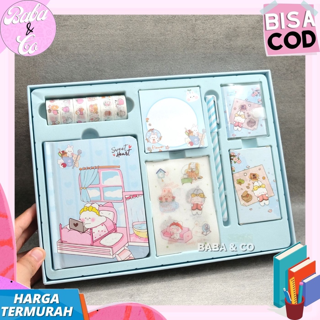 

PAKET JURNAL 7 IN 1 KELINCI CUTE RABBIT UNIK IMUT PAKET AGENDA BUKU DIARY JURNAL 7 IN 1 GIFT BOX HAMPERS COD HADIAH ALAT TULIS