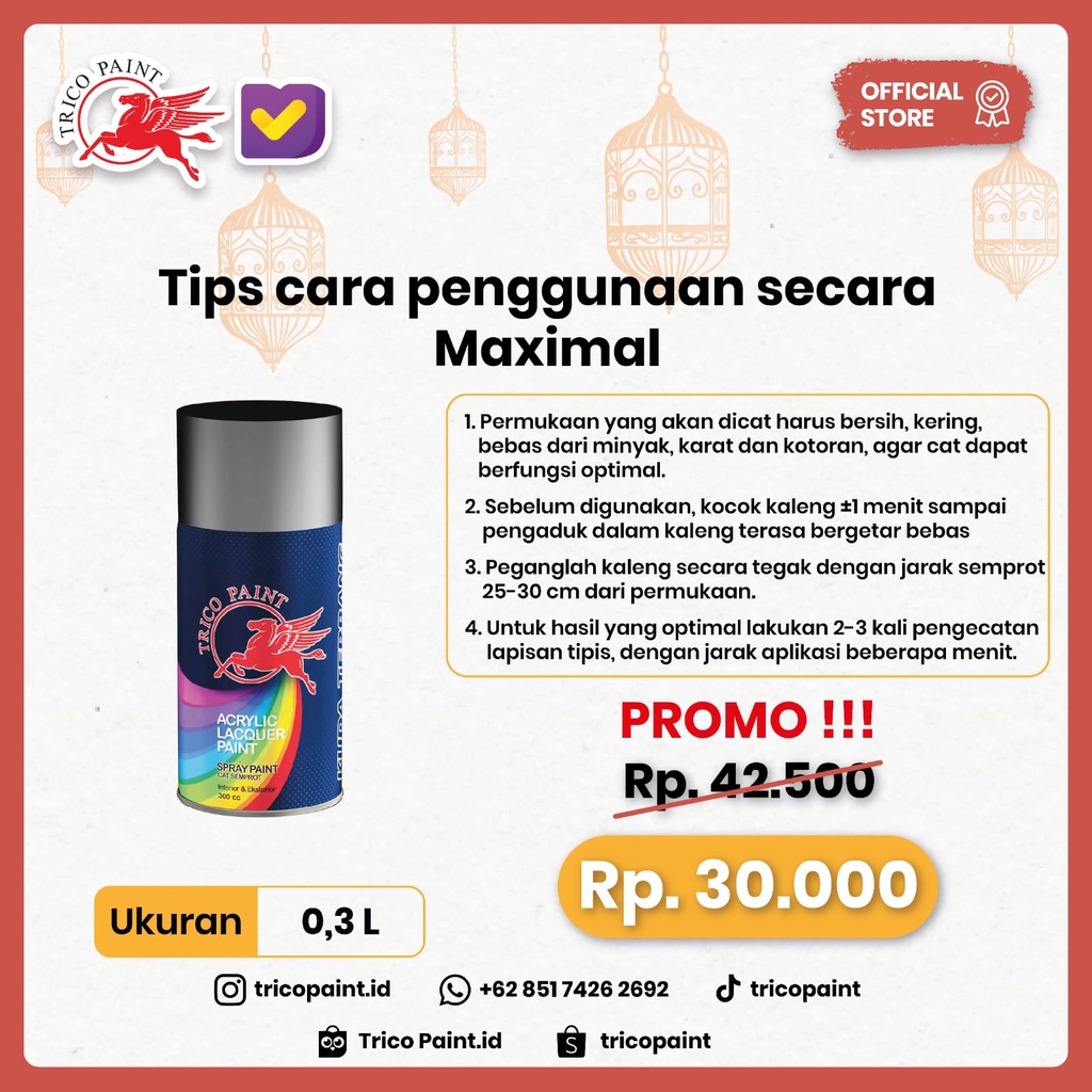 

Cat Kuda Terbang - Spray paint ( Cat Semprot Minyak ) - 300Ml - Cat Minyak