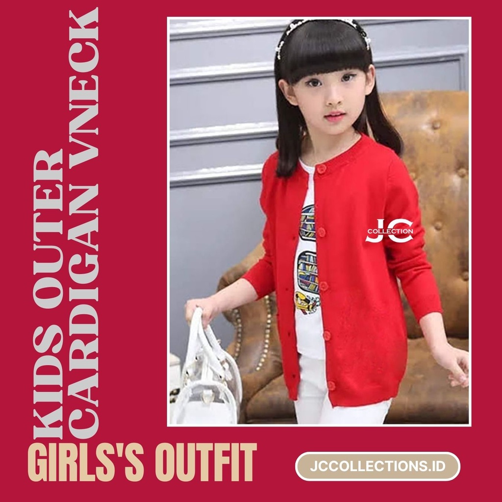 Kardigan Anak Perempuan Leher VNeck Wenny / Teens Cardigan Girl V-Neck - JCCollections