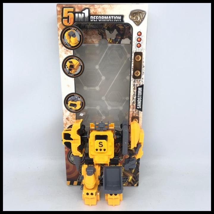 Mainan Anak Robot Deformation 5 In 1 / Mobil Konstruksi Jadi Robot