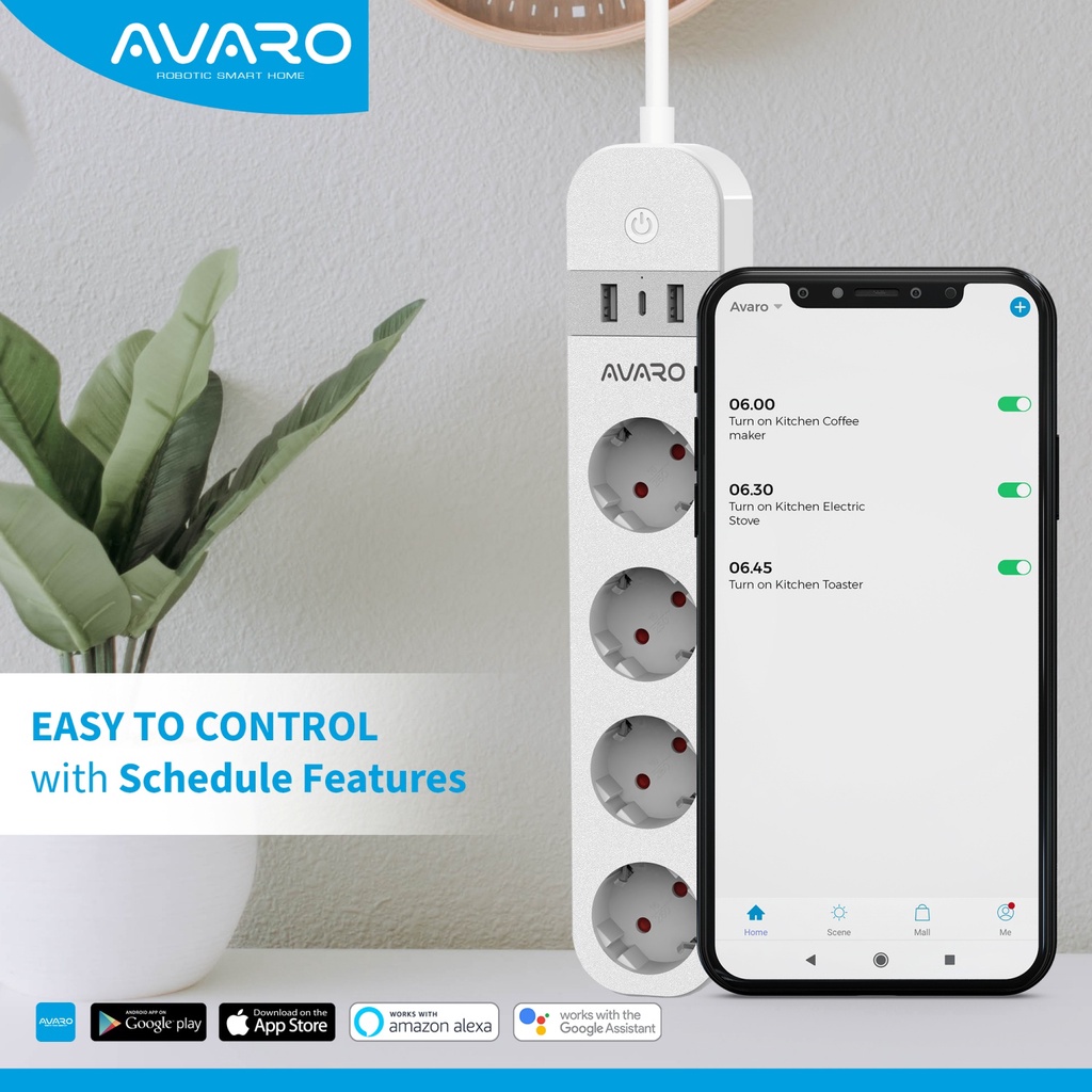 AVARO Smart Extention Power Strip Stop Kontak Wifi IoT Smart Home