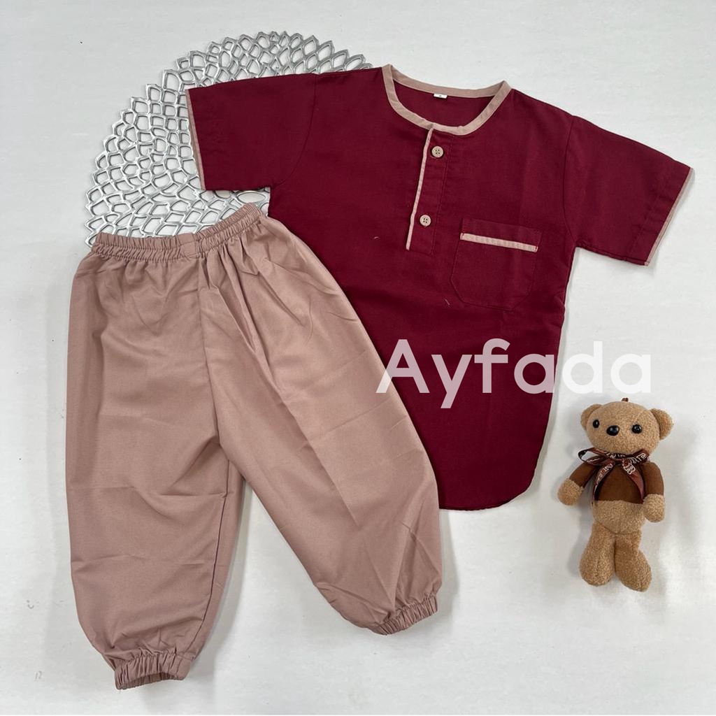 Ayfada - Setelan Baju Koko Anak Laki laki balita umur 1 2 3 4 Tahun Bahan Katun Premium