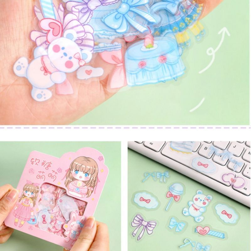 GP (45 pcs) Stiker Cute Girl dan Bear Dekorasi Kilat/stiker aesthetic/STIKER VIRAL SEKARANG