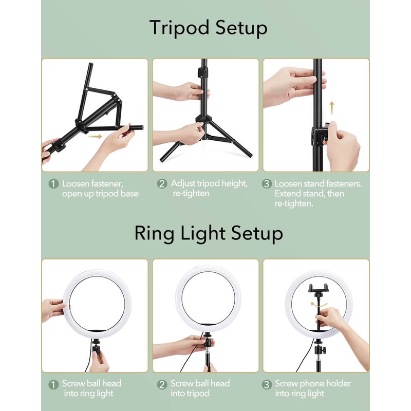 Paket Lampu Ring Light 26cm + Tripod 2.1 Meter Gratis Remote Bluetooth Holder Hp