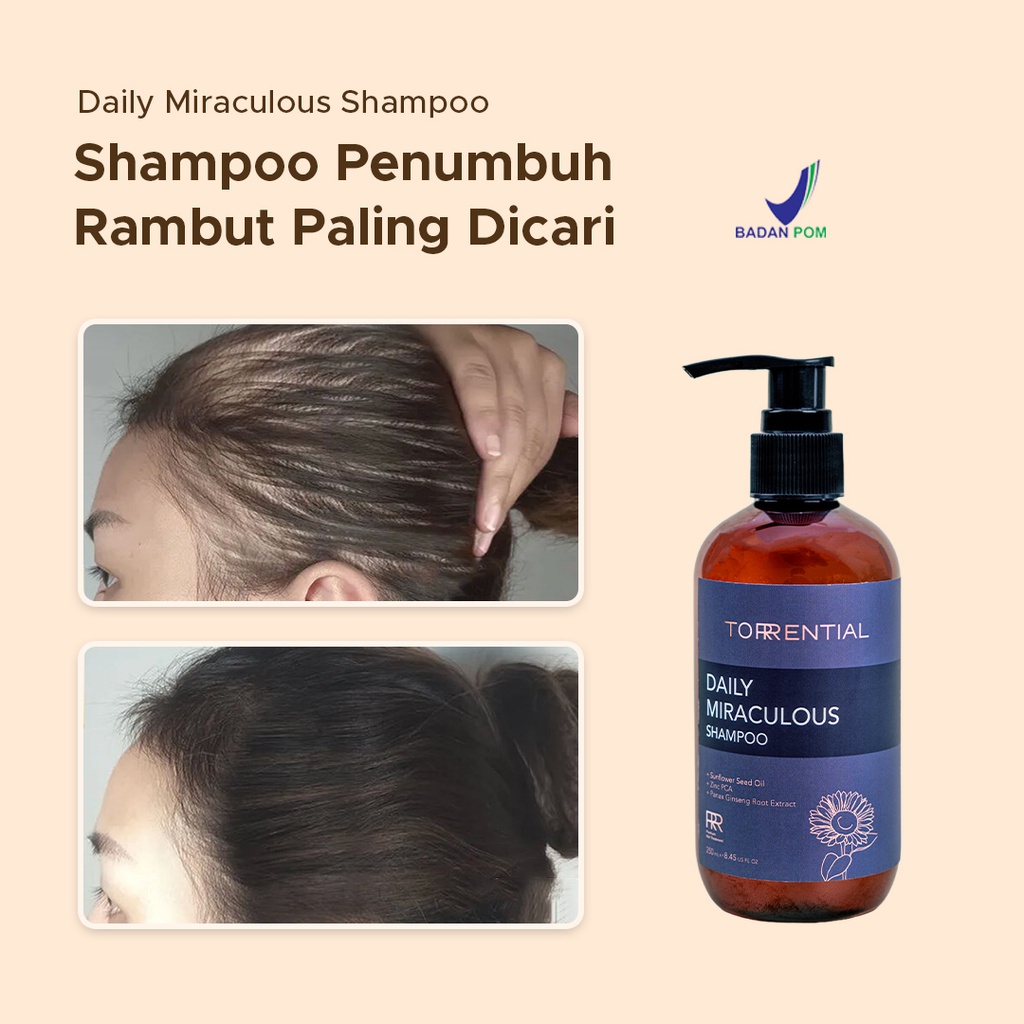 Shampo Shampoo Sampo Sampoo Penumbuh Penyubur Penebal Perawatan Pencegah Rambut Rontok Botak Ketombe Bercabang kering Rusak Uban Torrential daily Miraculous Hair Care Treatment Cepat Ampuh Original BPOM