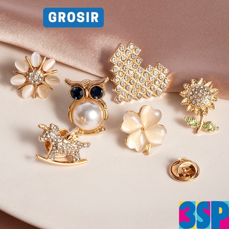 3SP | SSR30 Bros Pin Aksesoris Hijab Bros Aksen Mutiara Permata Fashion Wanita Korea