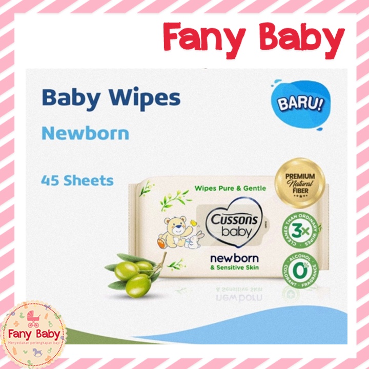 CUSSONS BABY WIPES PURE GENTLE NEWBORN SENSITIVE SKIN 45'S