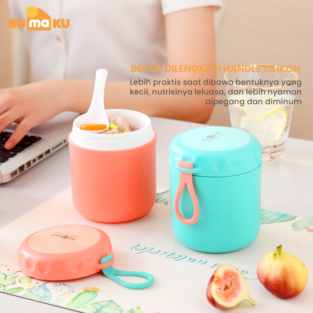 Rumaku Tempat Sup Portable Cup Cangkir Sup 380ml Tahan Panas Anti Tumpah Gratis Sendok BPA FREE Mangkuk Sup Wadah Sup