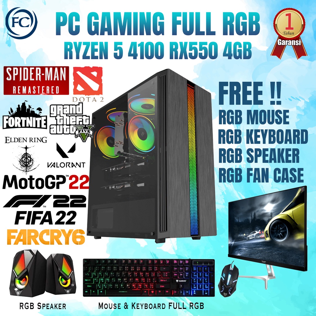 PC GAMING &amp; DESIGN RYZEN 3 4100 16GB RX550 4GB AMD