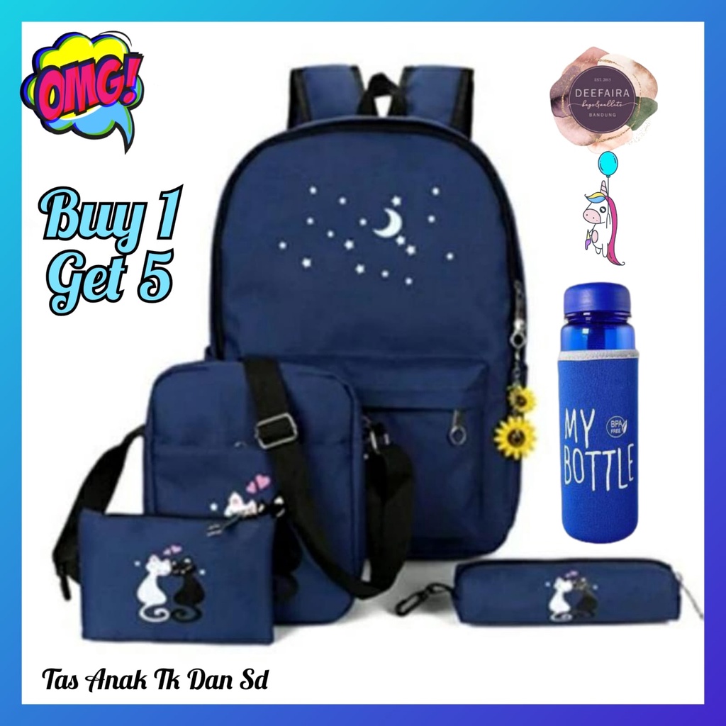 Tas Sekolah Anak TK SD Set 4in1 Bonus My Bottle