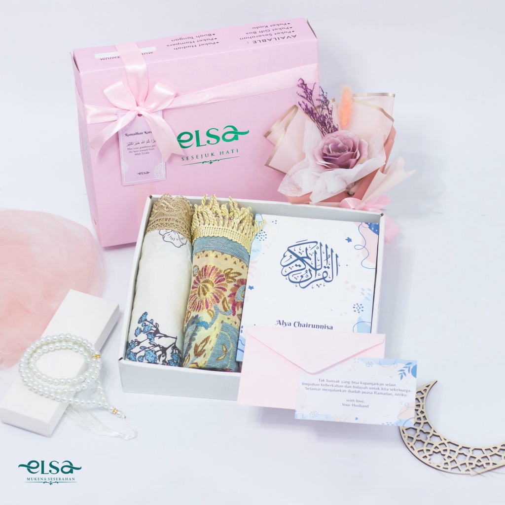 ELSA - Paket Mukena Ramadhan Mukenah Jumbo Premium Alquran Custom Nama
