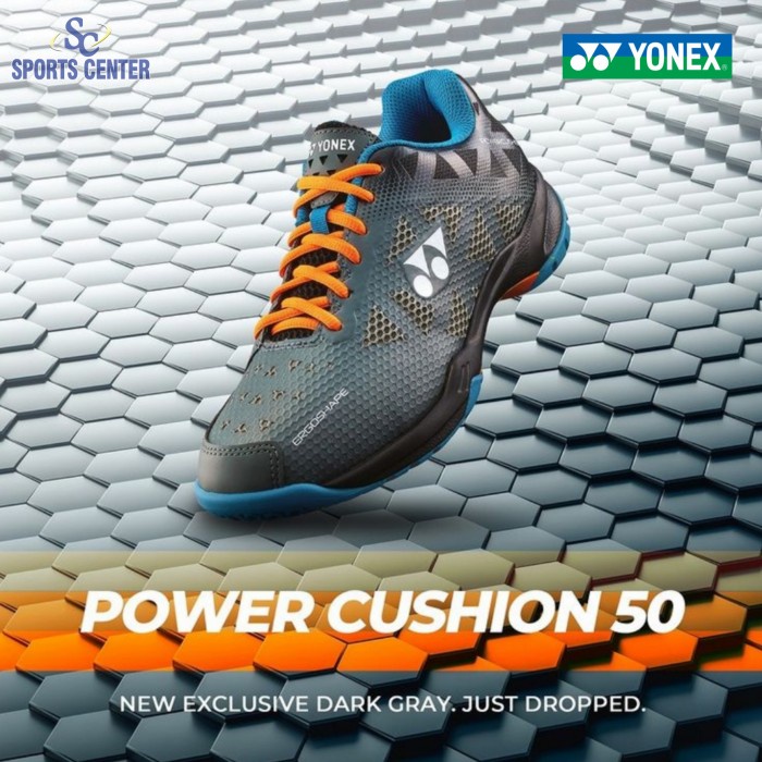 {MentariStore} New Sepatu Badminton Yonex Power Cushion 50 / SHB50EX Dark Grey - 38 Diskon
