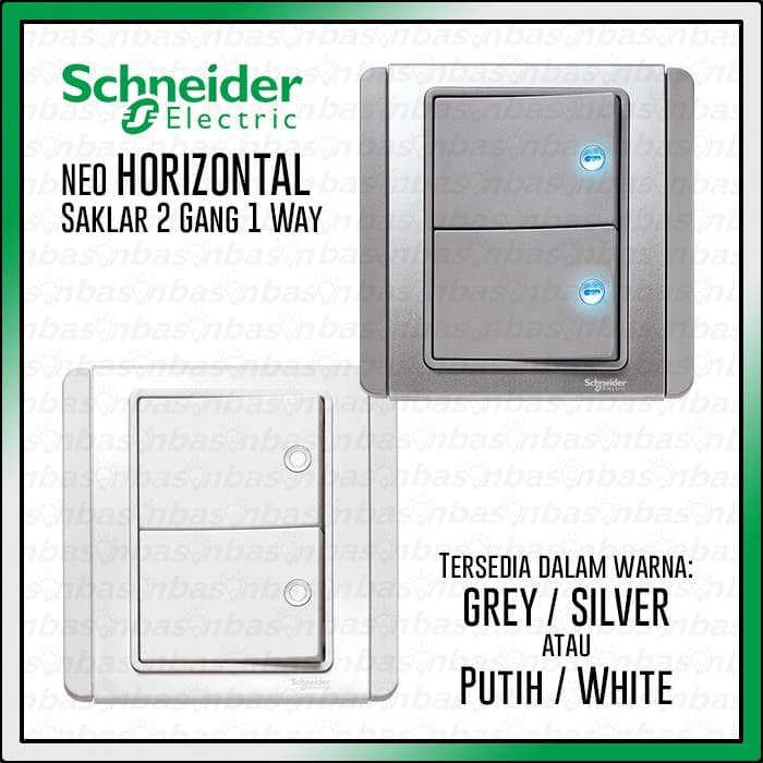 Saklar Schneider Neo Horizontal 2 Gang 1 Way - Saklar Dengan Lampu Indikator