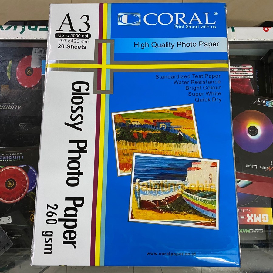 

Kertas Foto Glossy A3 Coral Glossy Photo Paper 260 Gsm 20 Sheets A3