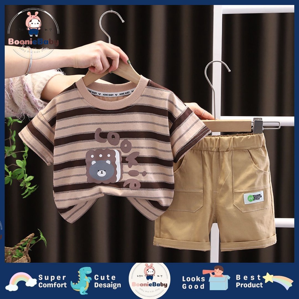 boonie -COD SET COOKIES EBV setelan kemeja anak laki laki import baju anak cowok impor kemeja anak cowok  import kemeja lengan pendek