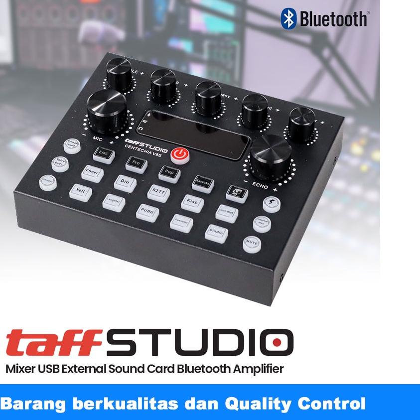 ۝ Taffstudio Centechia Sound Card V8S - USB External Sound Card Bluetooth Soundcard Amplifier Mixer 