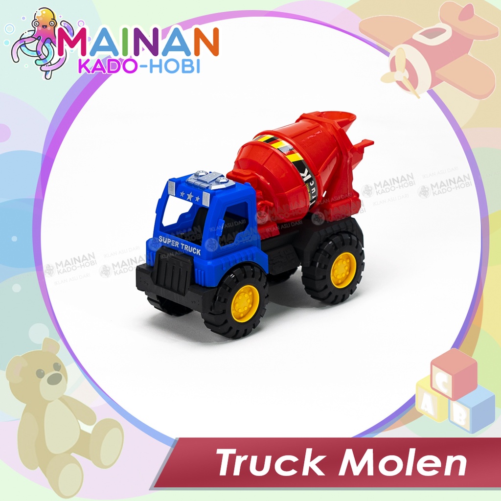 MAINAN MINIATUR ANAK DIECAST KONSTRUKSI TRUK MOLEN SEMEN PASIR