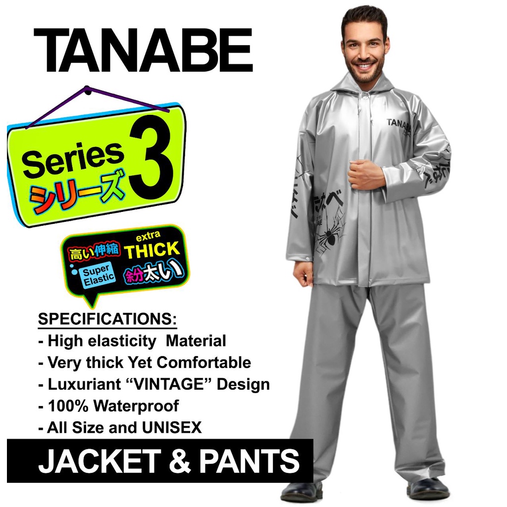 Jas Hujan Raincoat Jaket Celana Jacket Pants Japan Tebal High Quality Tanabe S3