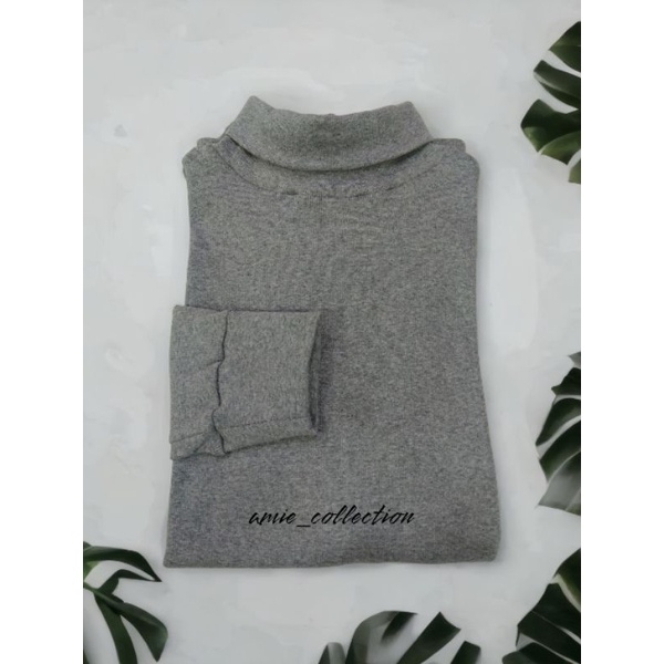 Turtleneck Kaos Rib Premium/Sweter Rajut Lengan Panjang Pria&Wanita