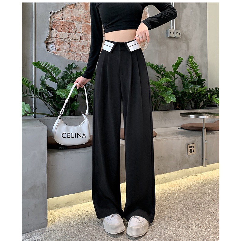 Celana Kulot Highwaist Loose Celana Panjang Hitam Celana Wanita Straight Pants Korean Style