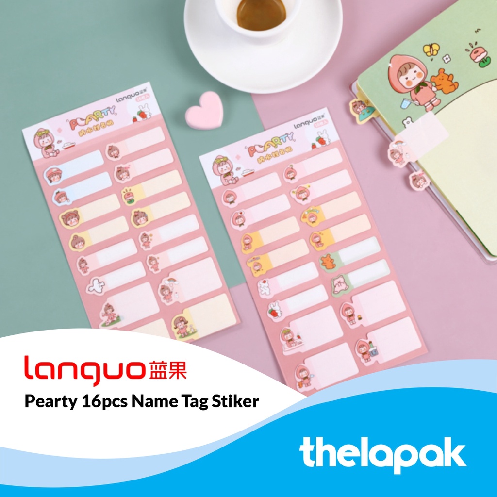 

Stiker Tag Nama 16pcs Languo Pearty Series Waterproof Name Tag Sticker