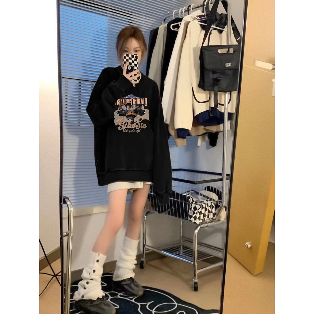 Sweater car  kaos oversize baju korean style wanita/atasan kaos wanita lengan panjang