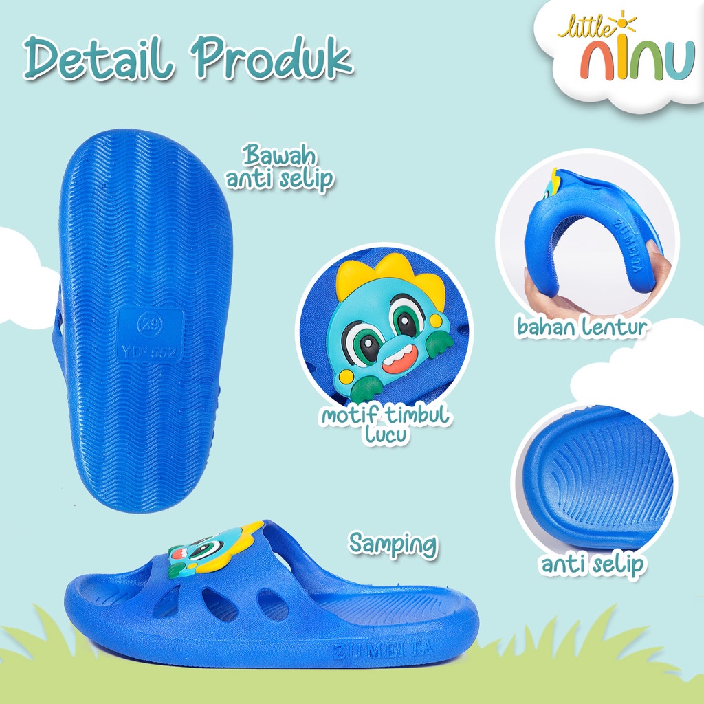 LITTLE NINU Sandal Jelly Anak Slip On Slipper Karakter Kartun