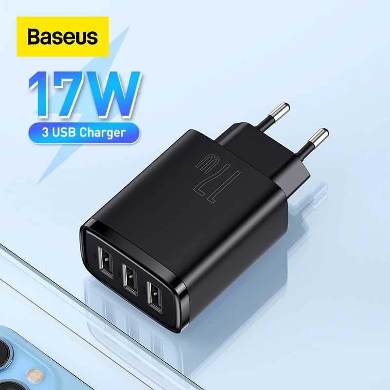 Baseus Compact Charger USB 3 Port 17 W - CCXJ020101 - Black