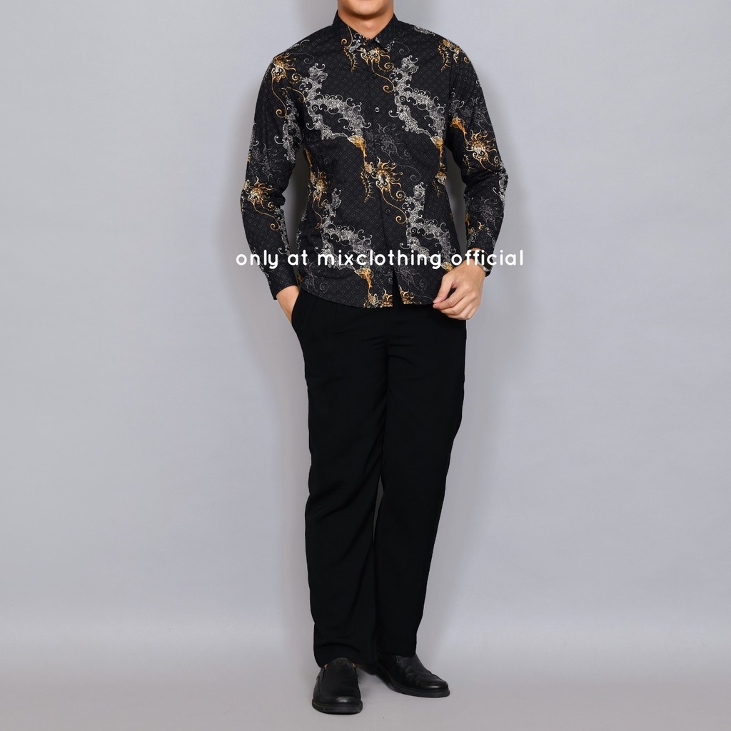 Baju Batik Pria Slimfit Kemeja Lengan Panjang Hem Slim Fit LBL