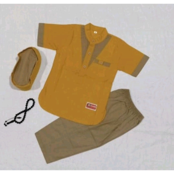 koko ZAIN plus peci 2 -12 thn // koko anak laki - laki // baju muslim - Mustard, 2