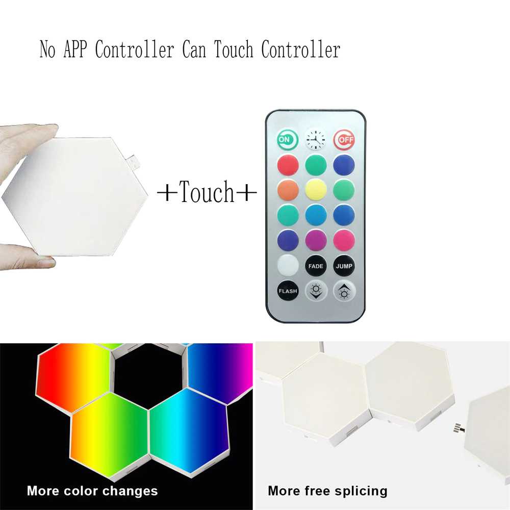 (BISA COD) FTIHSHP Yabstrip Lampu Hias Hexagonal LED RGB Touch Sensor 3 PCS with Remote - HD004